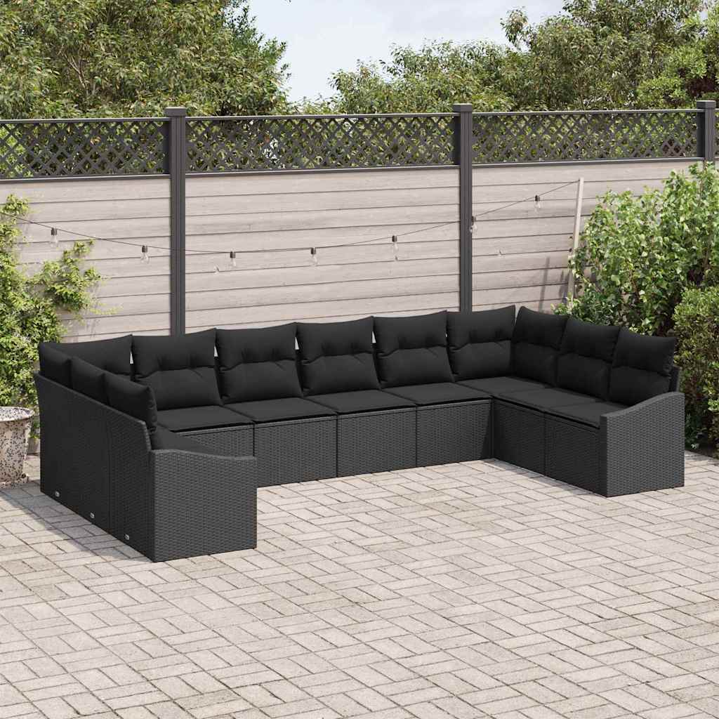 Garten Essgruppe mit Kissen mit Speicher 10 pcs Schwarz