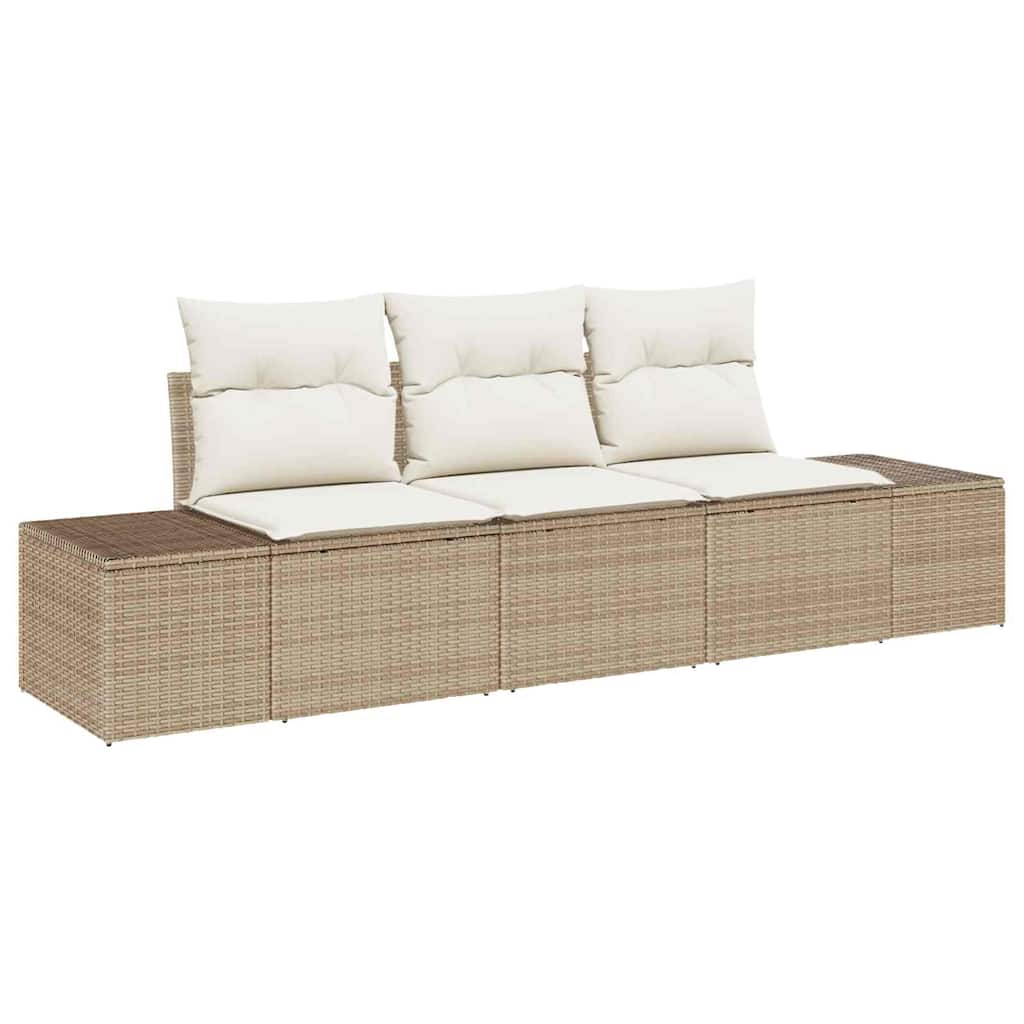 Garten-Sofa-Set mit Kissen mit Speicher 3 pcs Beige und Creme