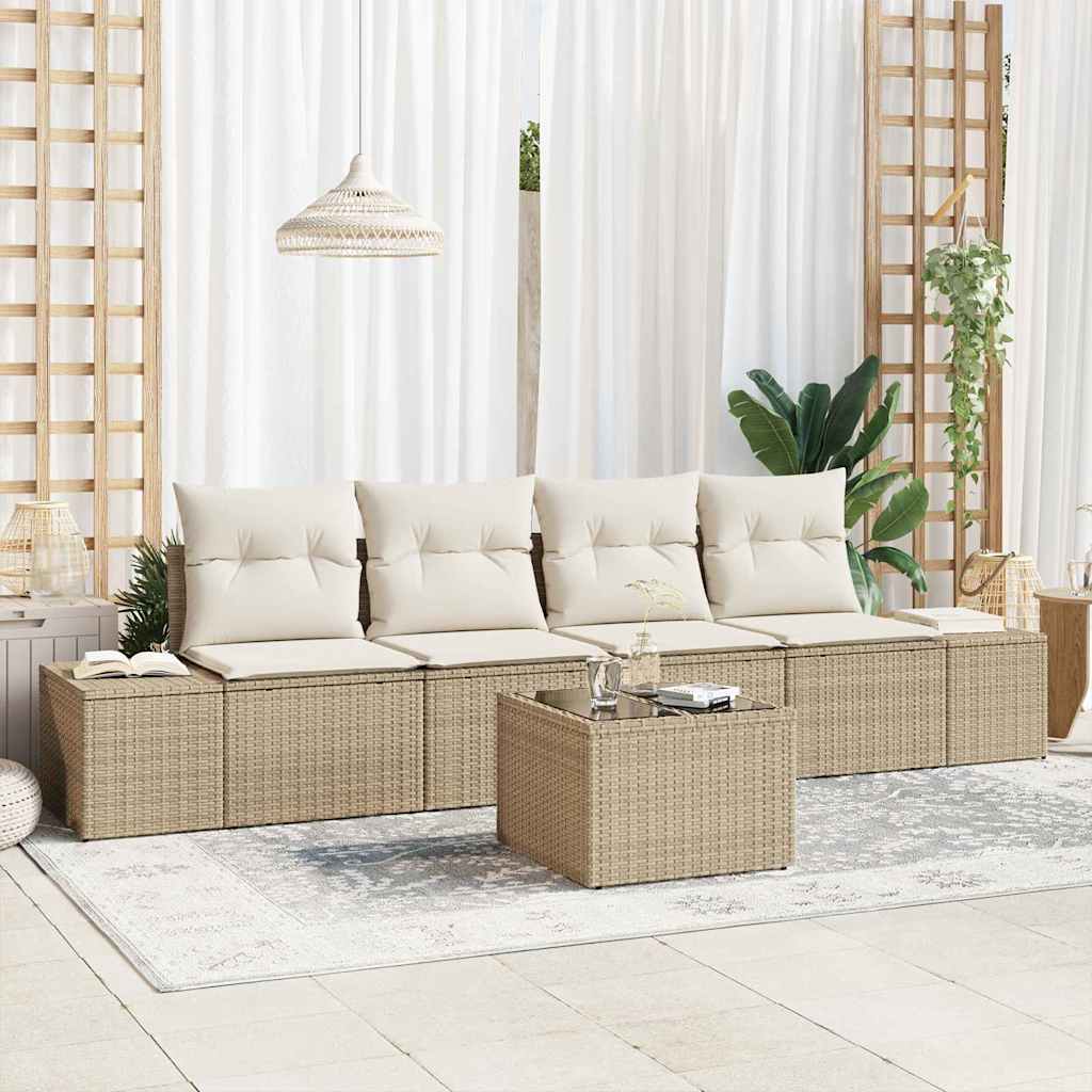 Garten-Sofa-Set 5 pcs Beige und Creme 55 x 55 x 37 cm