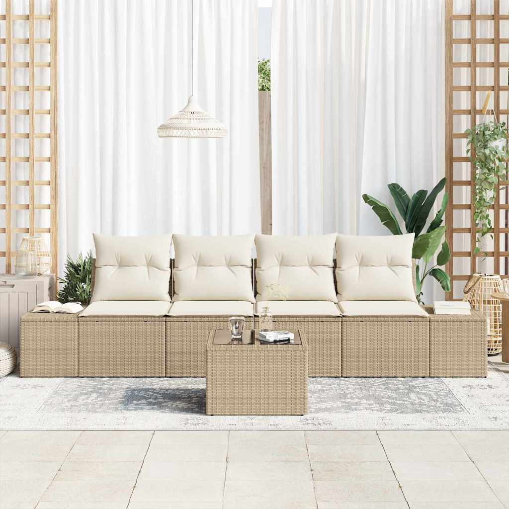 Garten-Sofa-Set 5 pcs Beige und Creme 55 x 55 x 37 cm