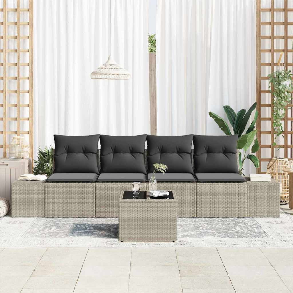 Garten-Sofa-Set 5 pcs Hellgrau und Dunkelgrau 55 x 55 x 37 cm