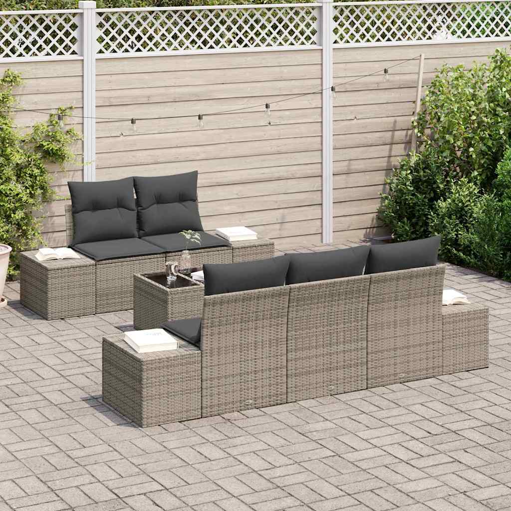 Garten-Sofa-Set mit Kissen 6 pcs Grau 55 x 55 x 37 cm
