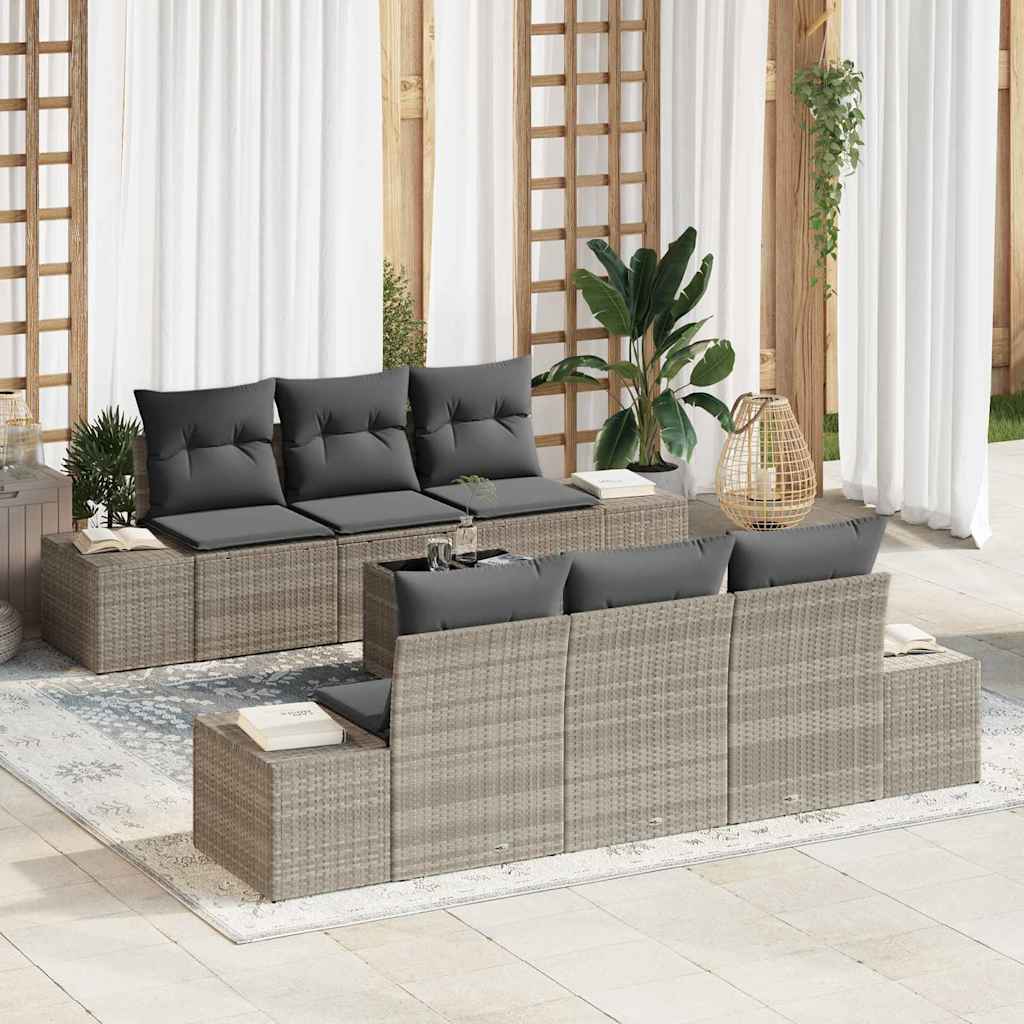 Garten-Sofa-Set 7 pcs Hellgrau und Dunkelgrau 55 x 55 x 37 cm