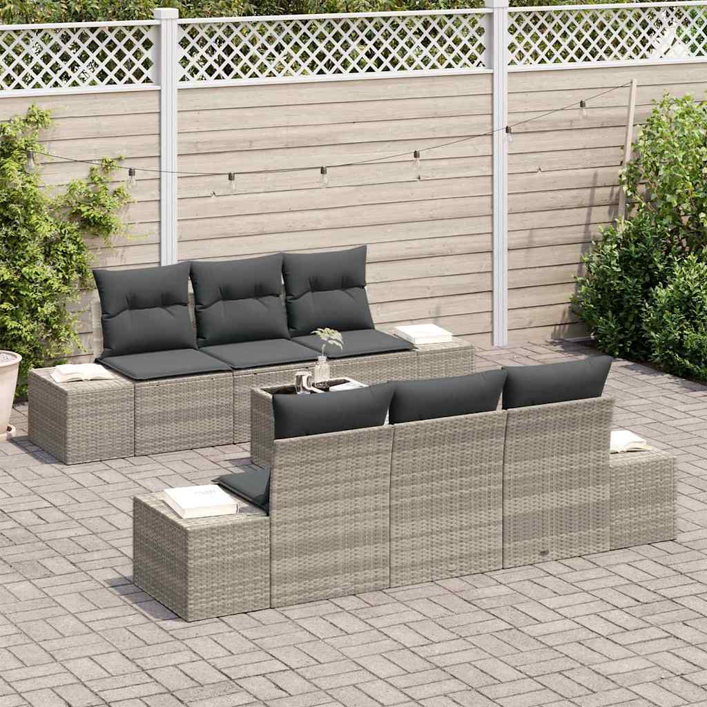 Garten-Sofa-Set 7 pcs Hellgrau und Dunkelgrau 55 x 55 x 37 cm
