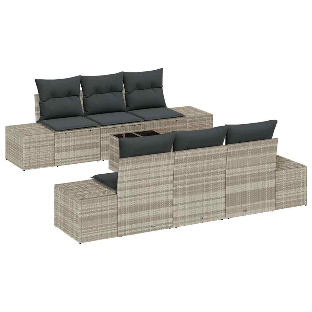 Garten-Sofa-Set 7 pcs Hellgrau und Dunkelgrau 55 x 55 x 37 cm