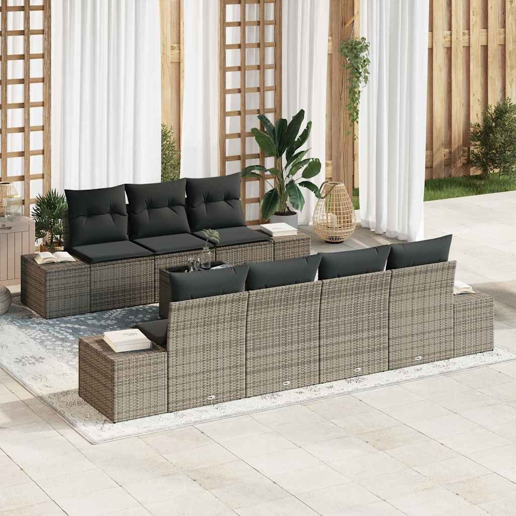 Garten-Sofa-Set mit Kissen 8 pcs Grau 55 x 55 x 37 cm