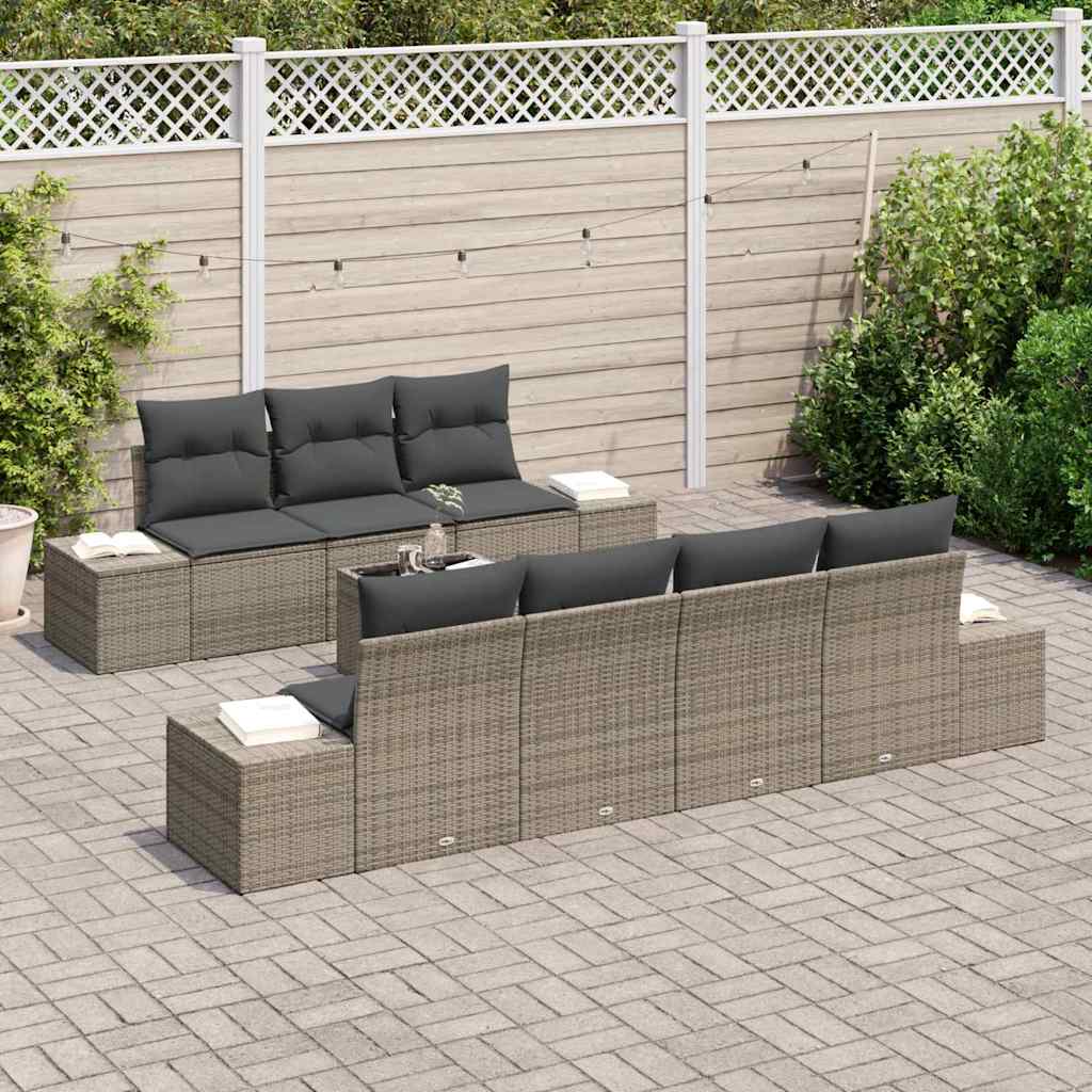 Garten-Sofa-Set mit Kissen 8 pcs Grau 55 x 55 x 37 cm