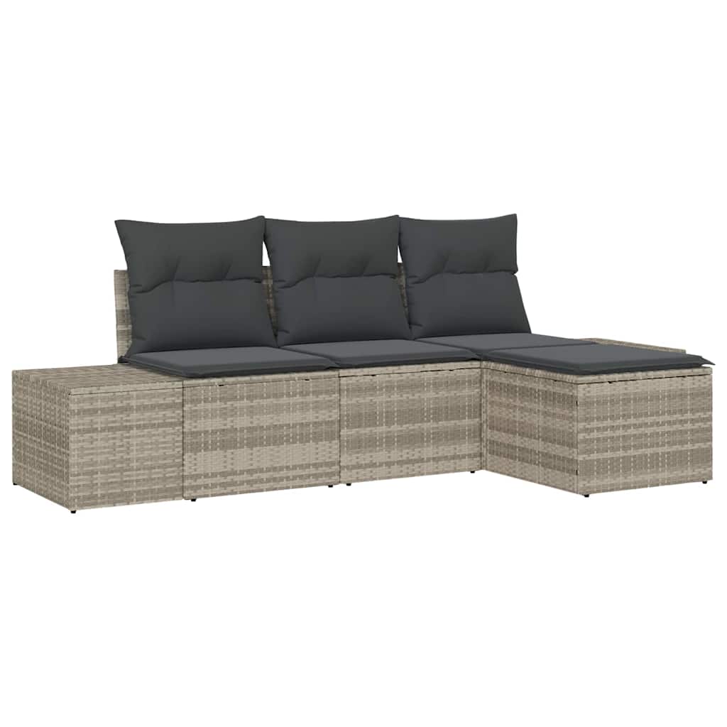 Garten-Sofa-Set mit Kissen mit Speicher 4 pcs Hellgrau