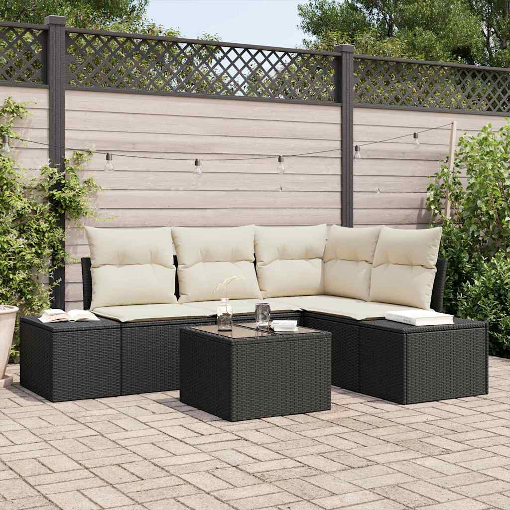 Garten-Sofa-Set mit Kissen mit Speicher 5 pcs Braun und Creme