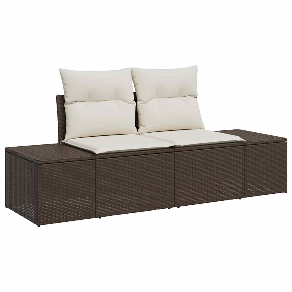 Garten-Sofa-Set mit Kissen mit Speicher 5 pcs Braun und Creme