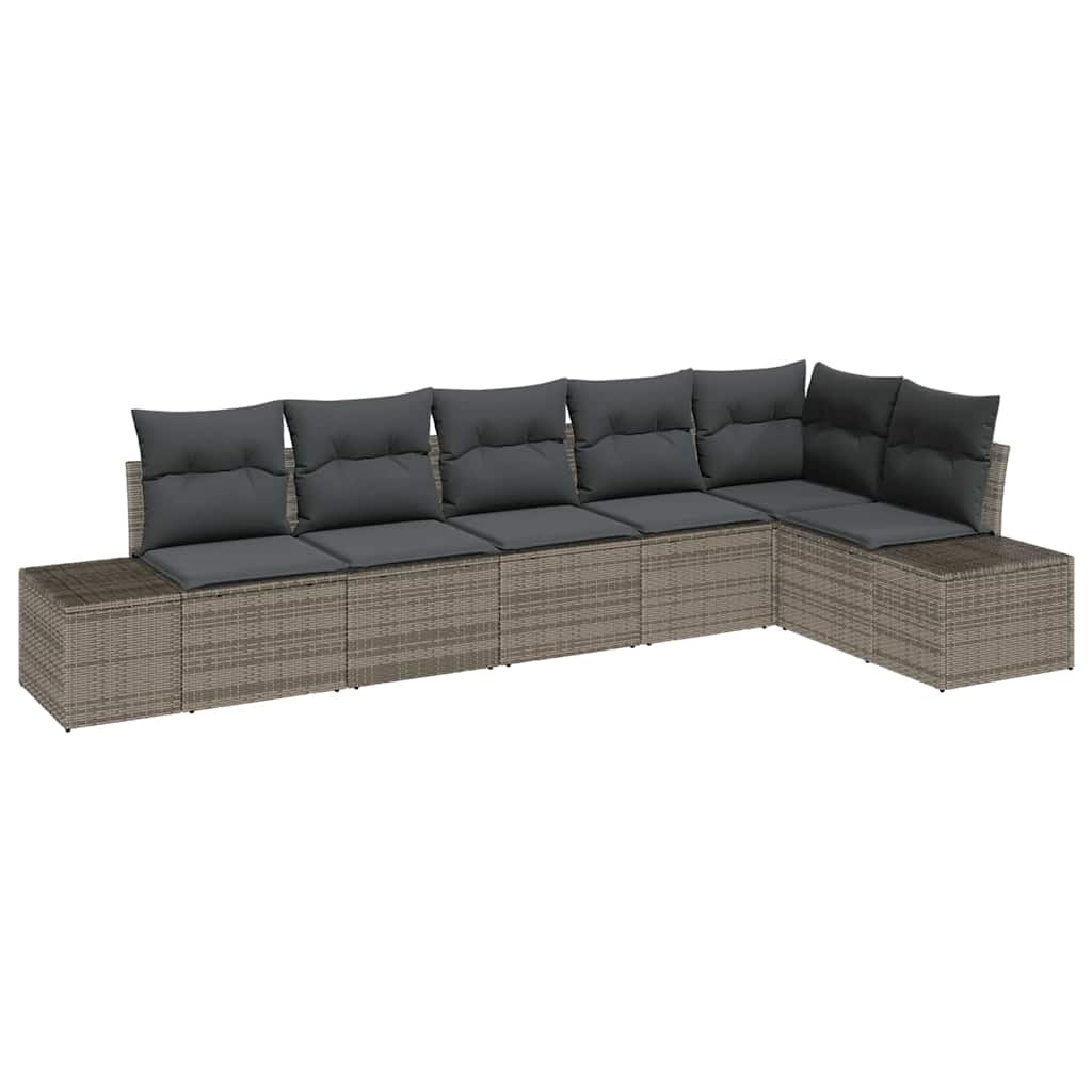 Garten-Sofa-Set mit Kissen mit Speicher 6 pcs Grau