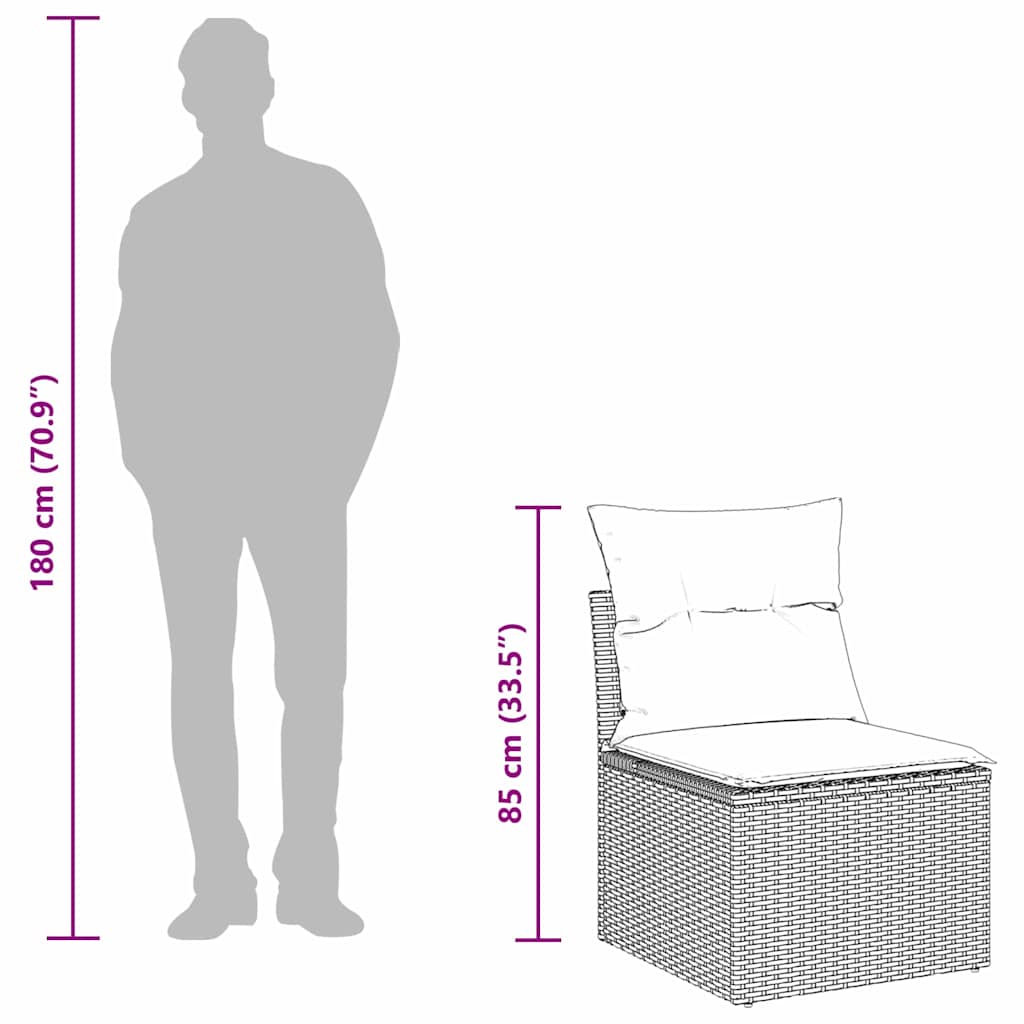 Garten-Sofa-Set 8 pcs Schwarz und Weiß