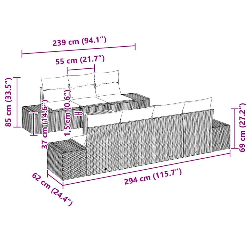 Garten-Sofa-Set 8 pcs Beige und Hellgrau