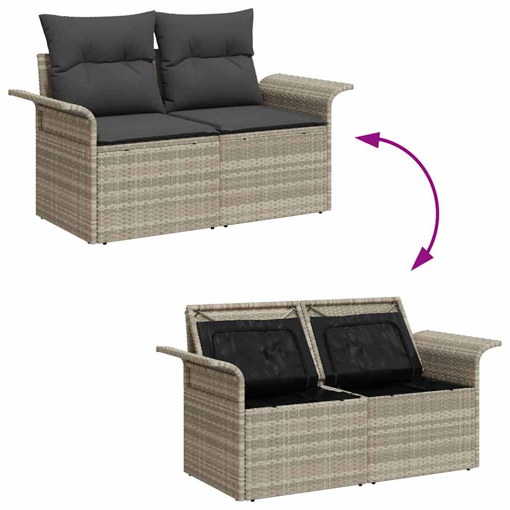 Garten-Sofa-Set mit Kissen 7 pcs Hellgrau Poly Rattan
