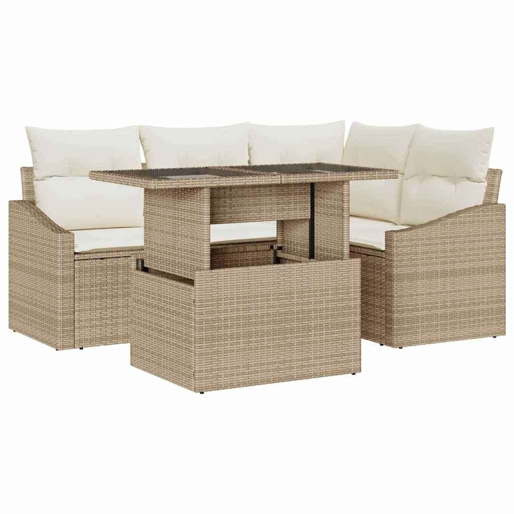 Garten-Sofa-Set 5 pcs Beige und Creme 100 x 55 x 73 cm