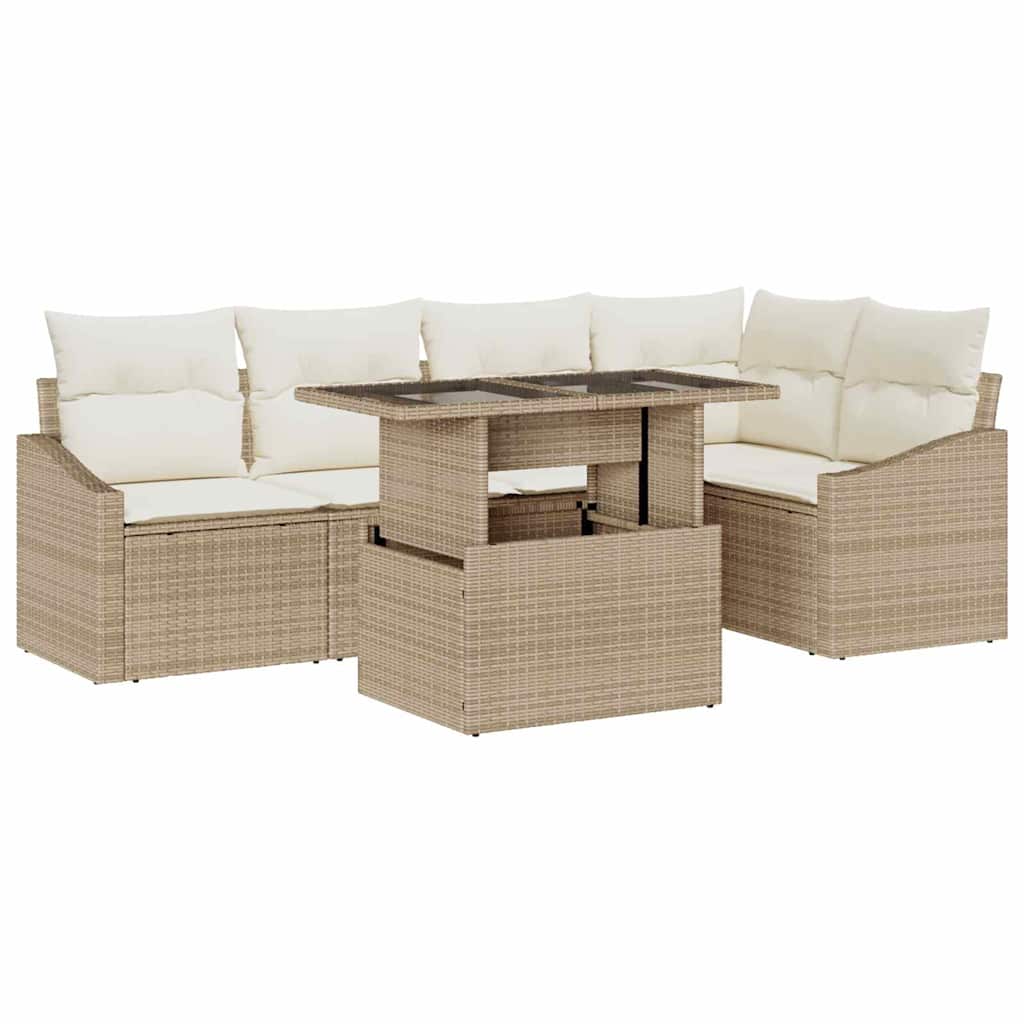 Garten-Sofa-Set 6 pcs Beige und Creme 100 x 55 x 73 cm