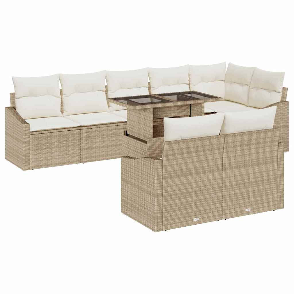 Garten-Sofa-Set 9 pcs Beige und Creme 100 x 55 x 73 cm