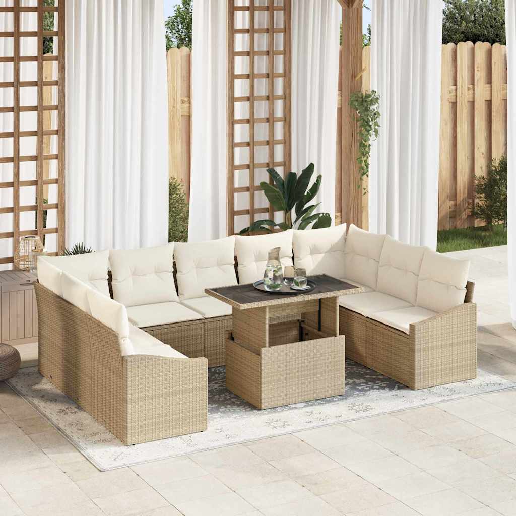 Garten-Sofa-Set 10 pcs Beige und Creme 100 x 55 x 73 cm