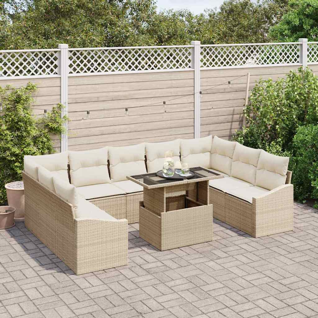 Garten-Sofa-Set 10 pcs Beige und Creme 100 x 55 x 73 cm