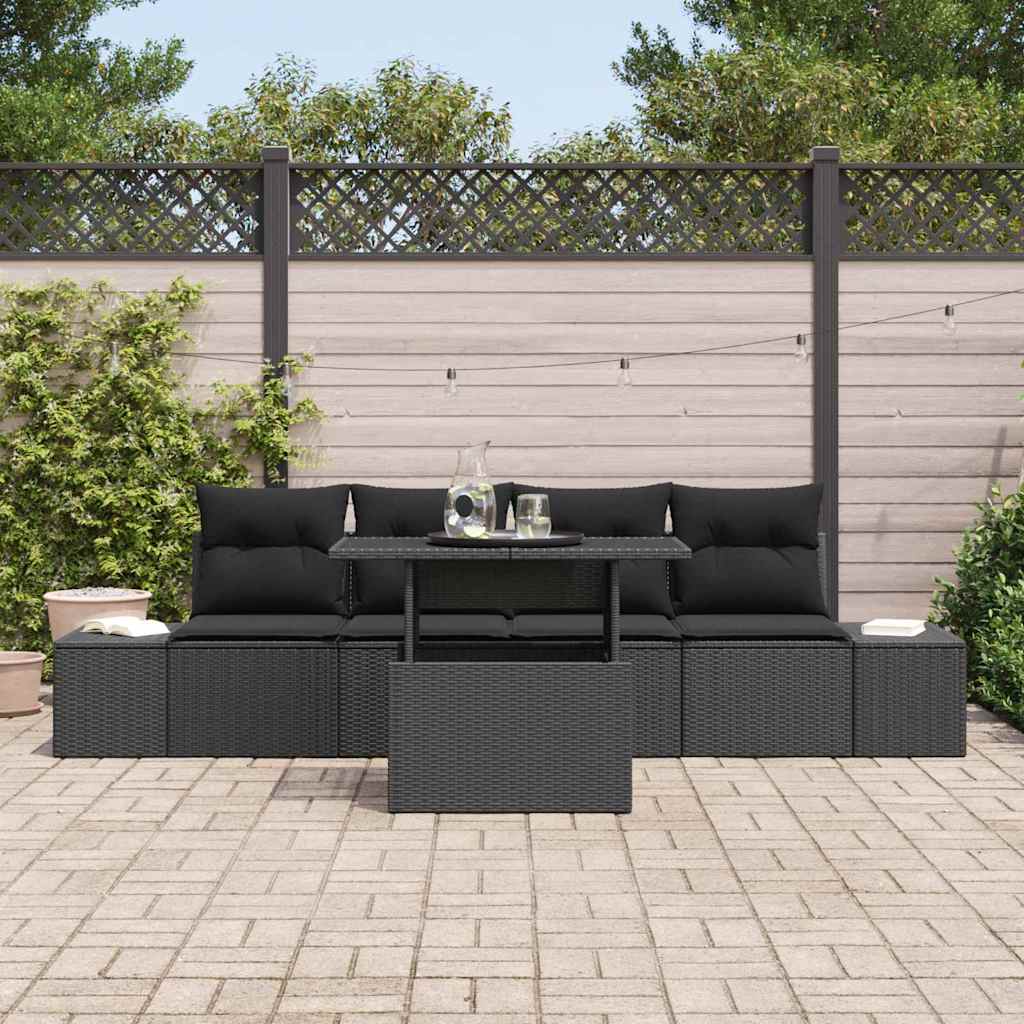 Garten-Sofa-Set mit Kissen 5 pcs Schwarz 100 x 55 x 73 cm
