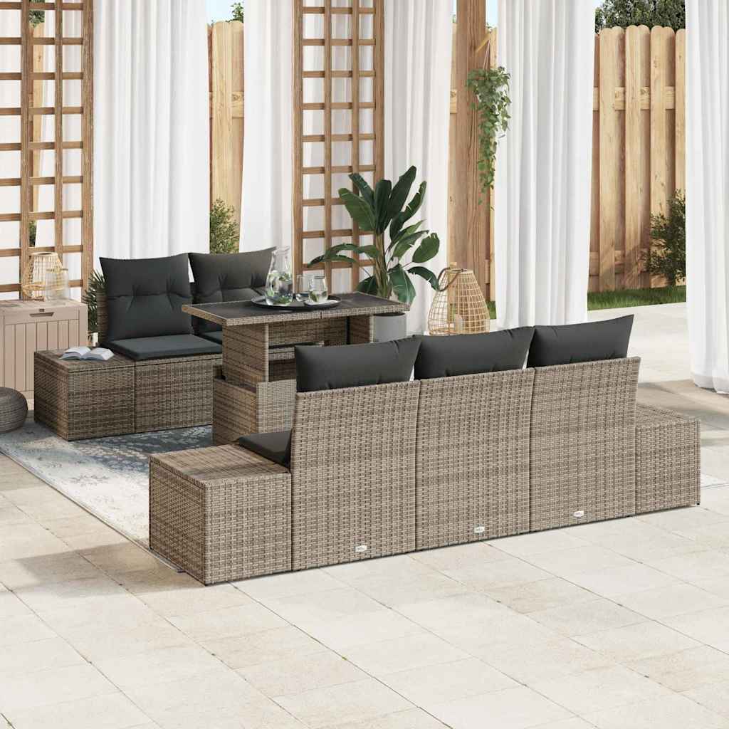 Garten-Sofa-Set mit Kissen 6 pcs Grau 100 x 55 x 73 cm