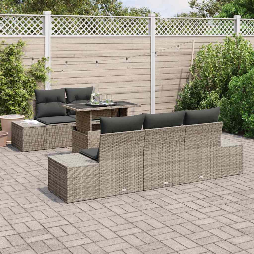 Garten-Sofa-Set mit Kissen 6 pcs Grau 100 x 55 x 73 cm