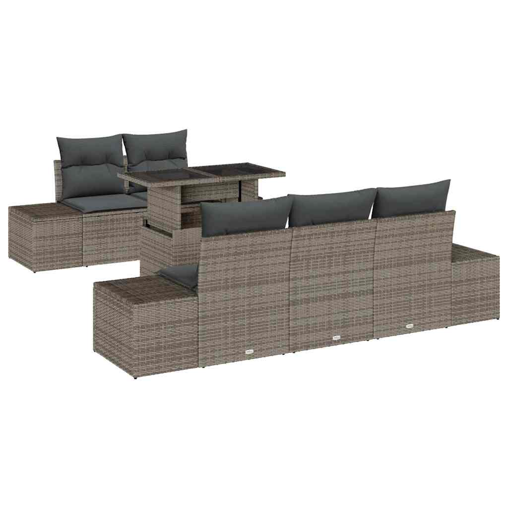 Garten-Sofa-Set mit Kissen 6 pcs Grau 100 x 55 x 73 cm