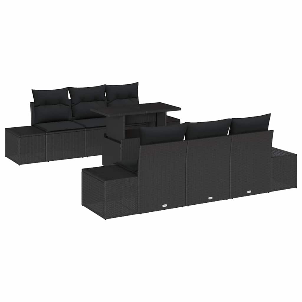 Garten-Sofa-Set mit Kissen 7 pcs Schwarz 100 x 55 x 73 cm