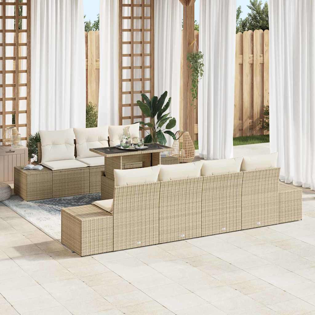Garten-Sofa-Set 8 pcs Beige und Creme 100 x 55 x 73 cm