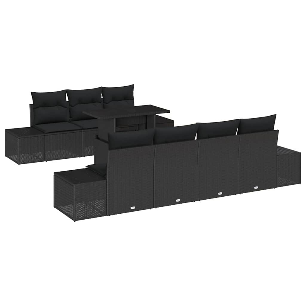 Garten-Sofa-Set mit Kissen 8 pcs Schwarz 100 x 55 x 73 cm