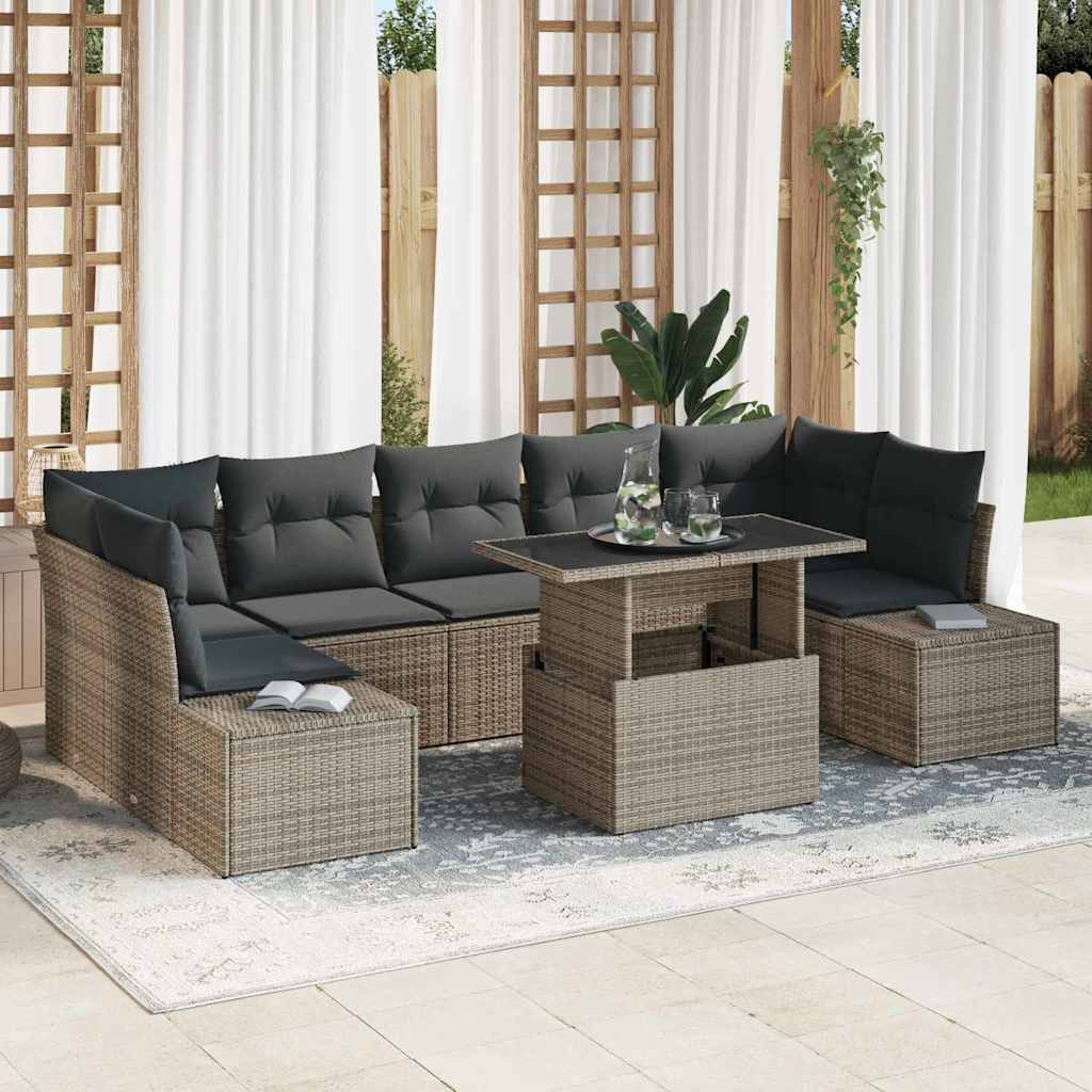 Garten-Sofa-Set mit Kissen 8 pcs Grau 100 x 55 x 73 cm