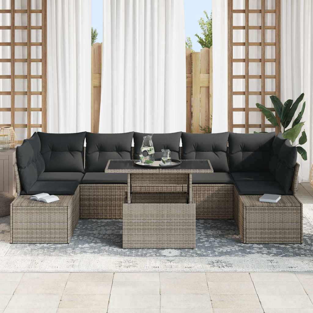 Garten-Sofa-Set mit Kissen 8 pcs Grau 100 x 55 x 73 cm