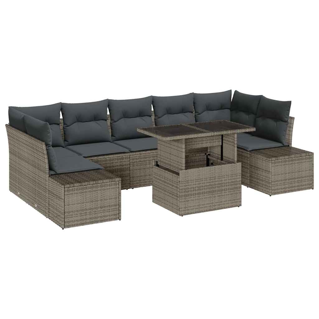 Garten-Sofa-Set mit Kissen 8 pcs Grau 100 x 55 x 73 cm