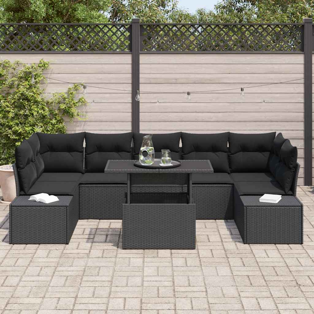 Garten-Sofa-Set mit Kissen 8 pcs Schwarz 100 x 55 x 73 cm