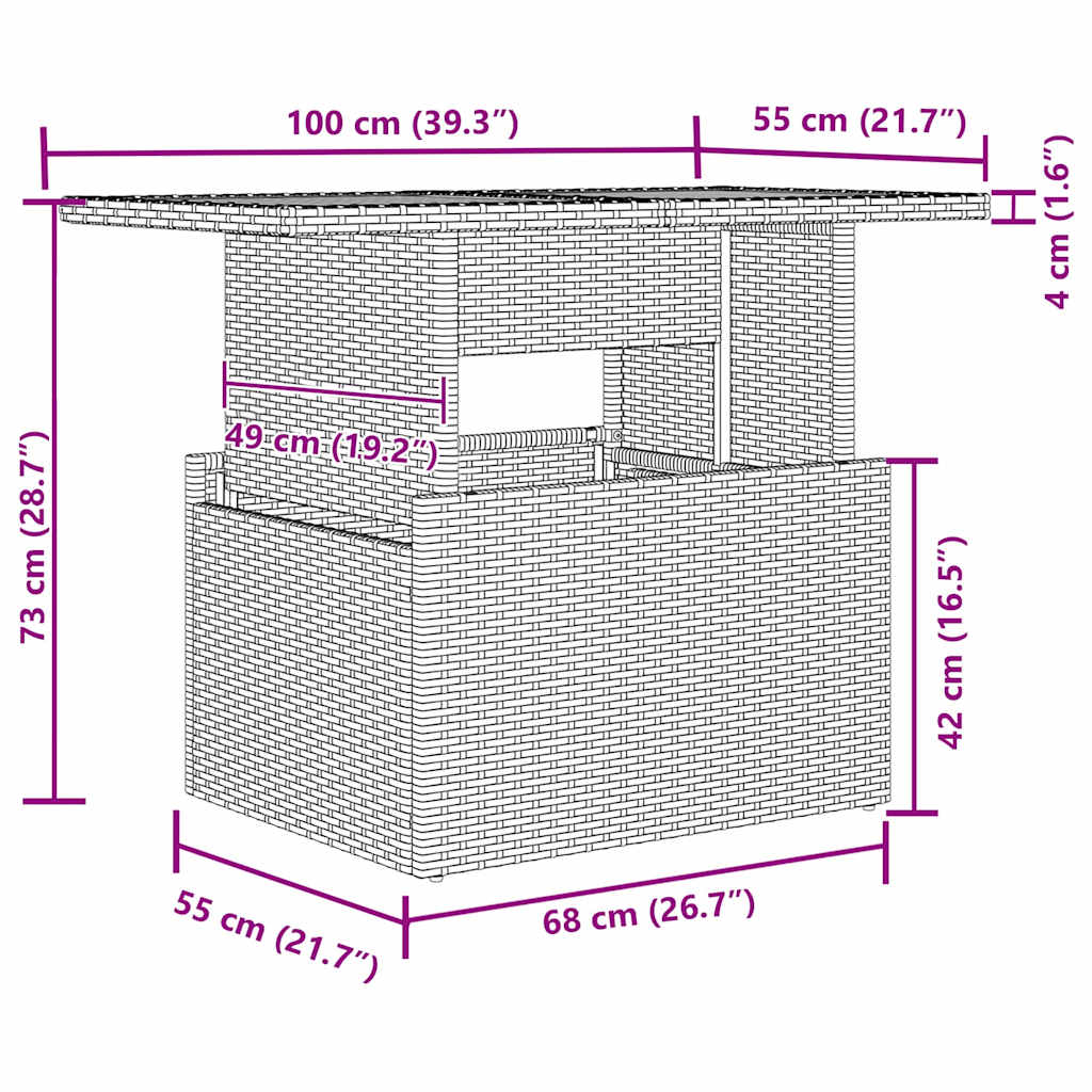 Garten-Sofa-Set mit Speicher 7 pcs Schwarz Poly Rattan