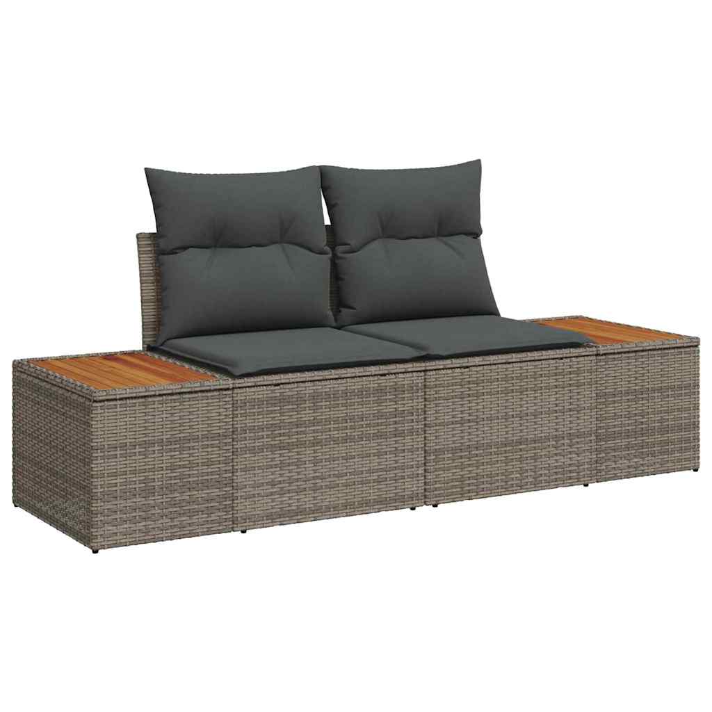 Garten-Sofa-Set mit Speicher 8 pcs Grau Poly Rattan