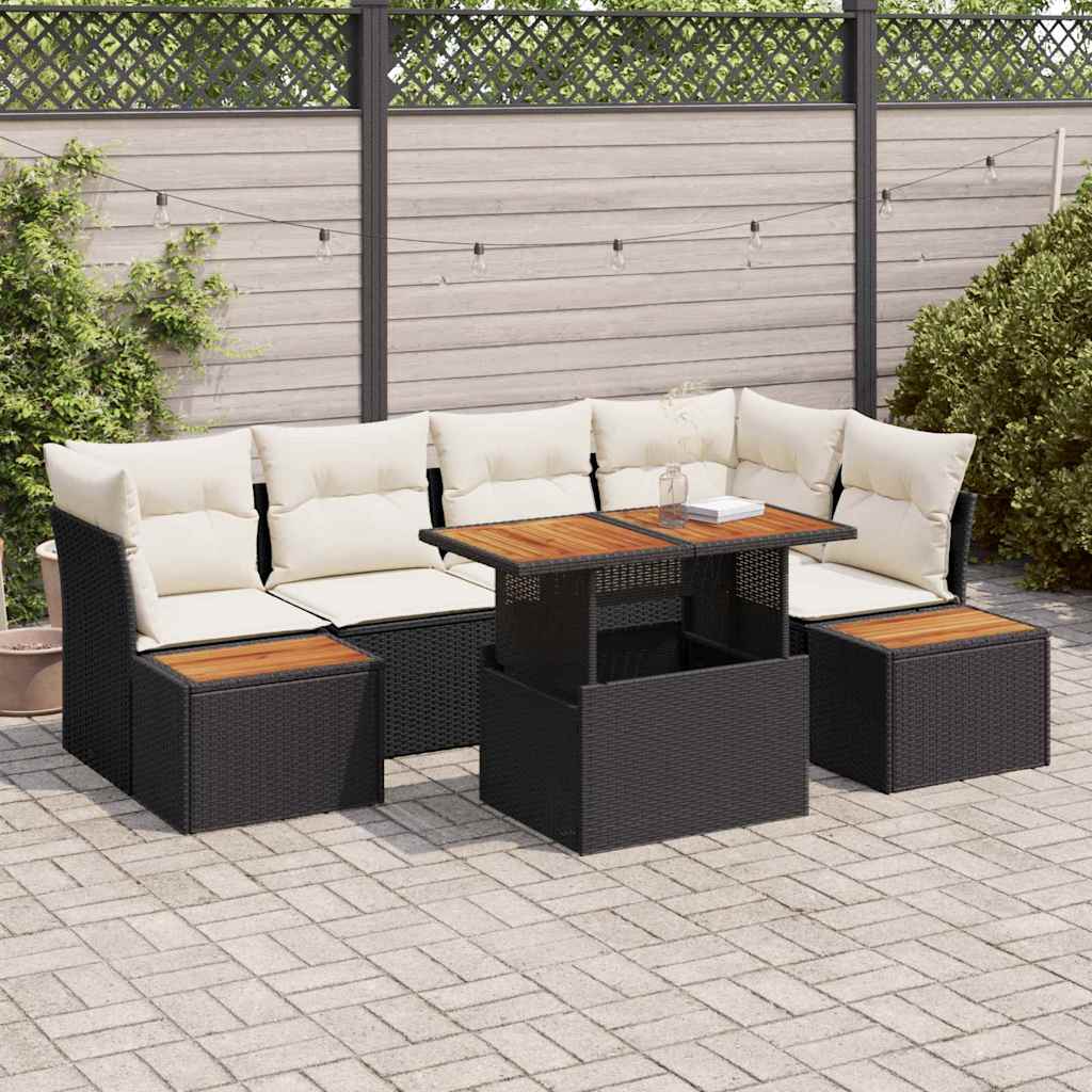 Garten-Sofa-Set mit Speicher 10 pcs Schwarz Poly Rattan