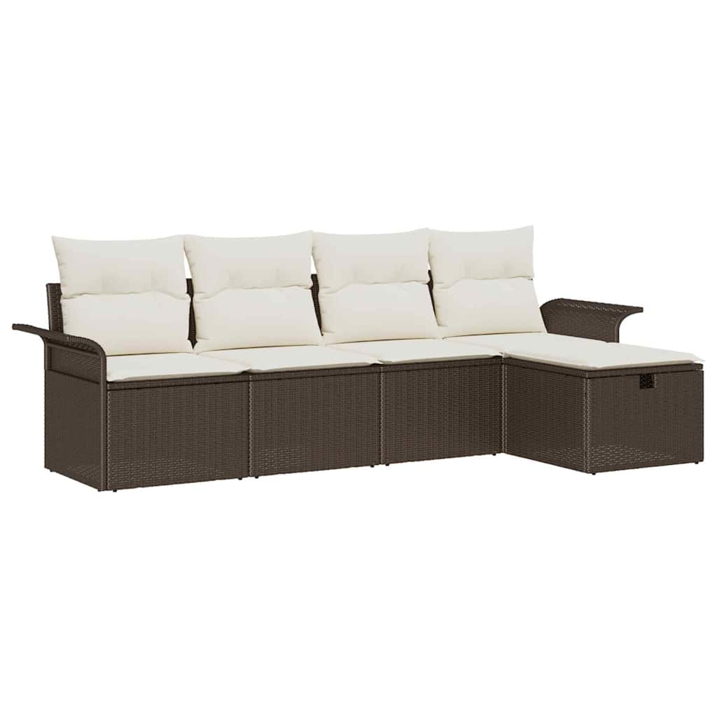 Garten-Sofa-Set 5 pcs Braun und Creme 251 x 117 x 85 cm
