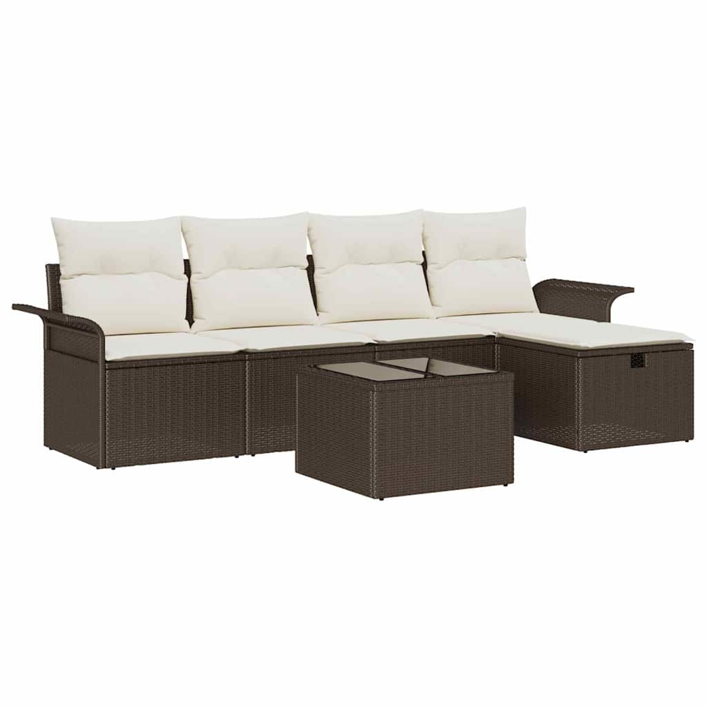 Garten-Sofa-Set 6 pcs Braun und Creme 251 x 117 x 85 cm