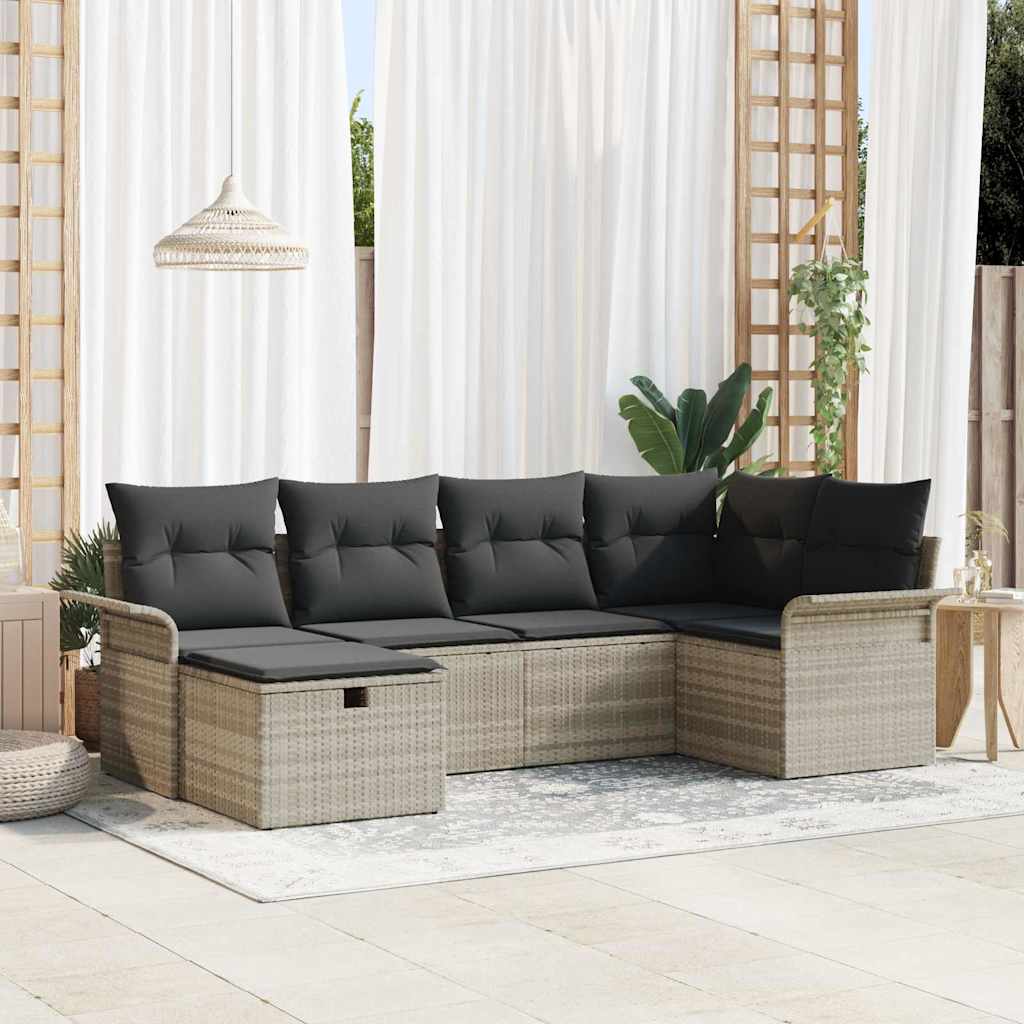 Garten-Sofa-Set mit Kissen 6 pcs Hellgrau 242,5 x 132,5 x 85 cm