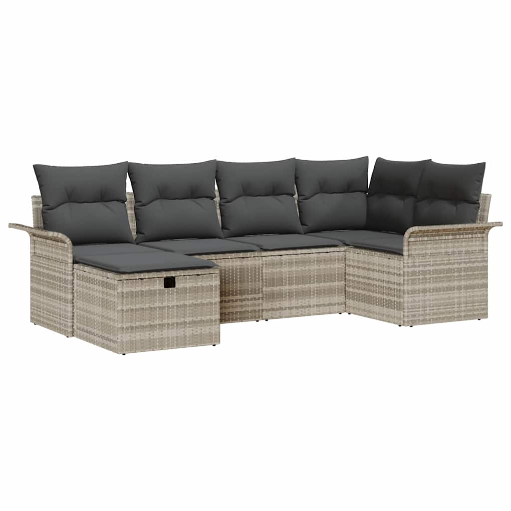Garten-Sofa-Set mit Kissen 6 pcs Hellgrau 242,5 x 132,5 x 85 cm
