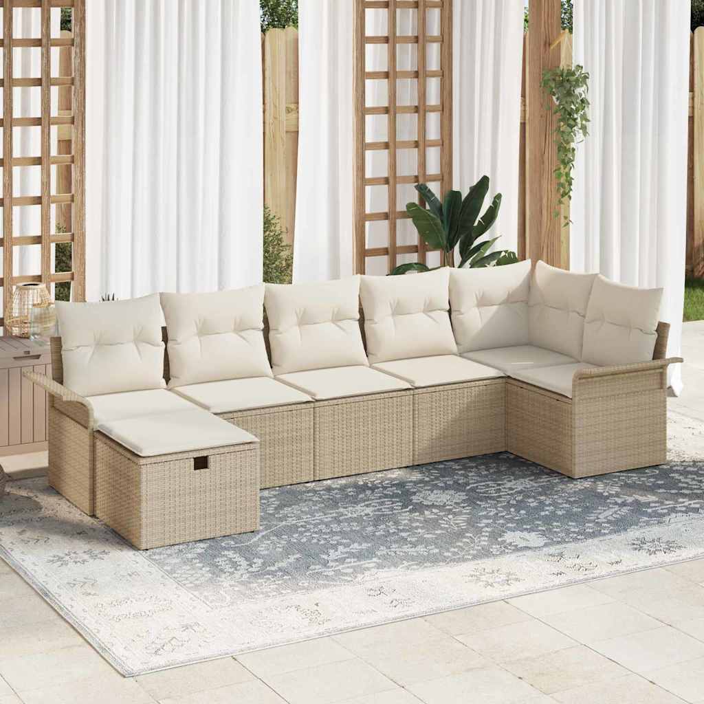 Garten-Sofa-Set 7 pcs Beige und Creme 297,5 x 132,5 x 85 cm