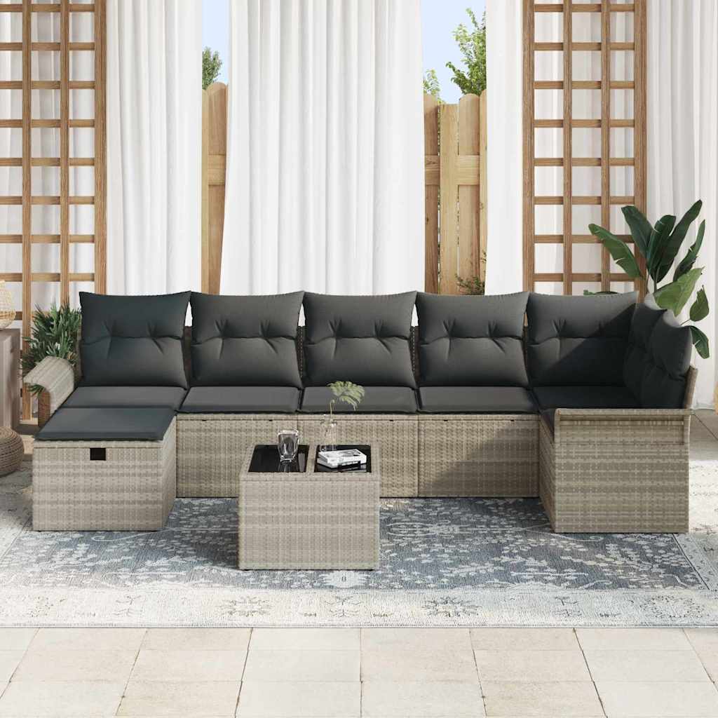 Garten-Sofa-Set mit Kissen 8 pcs Hellgrau 297,5 x 132,5 x 85 cm