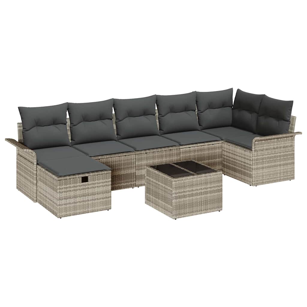 Garten-Sofa-Set mit Kissen 8 pcs Hellgrau 297,5 x 132,5 x 85 cm