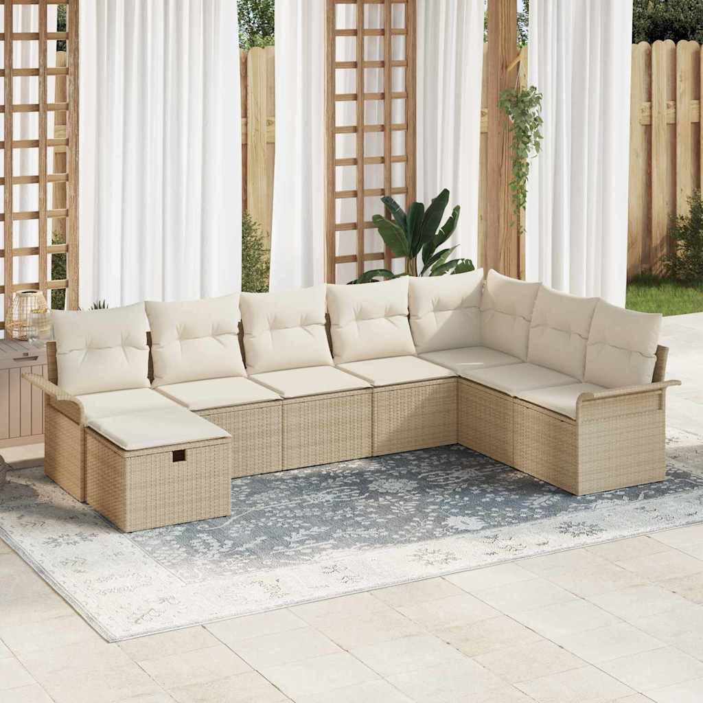 Garten-Sofa-Set 8 pcs Beige und Creme 297,5 x 187,5 x 85 cm