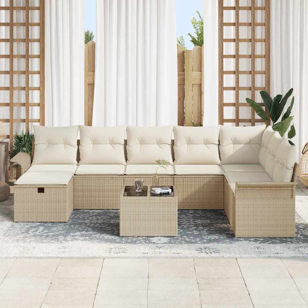 Garten-Sofa-Set 9 pcs Beige und Creme 297,5 x 187,5 x 85 cm