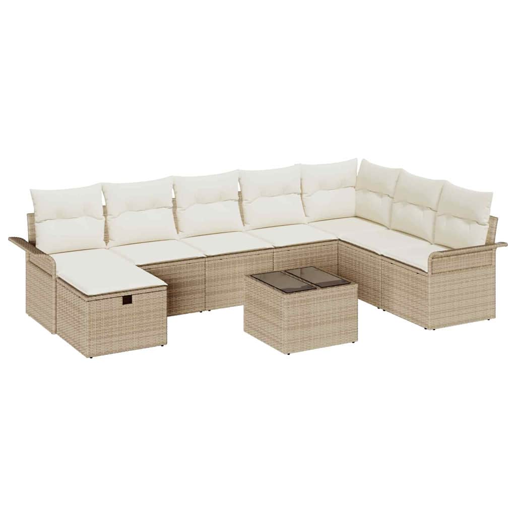 Garten-Sofa-Set 9 pcs Beige und Creme 297,5 x 187,5 x 85 cm