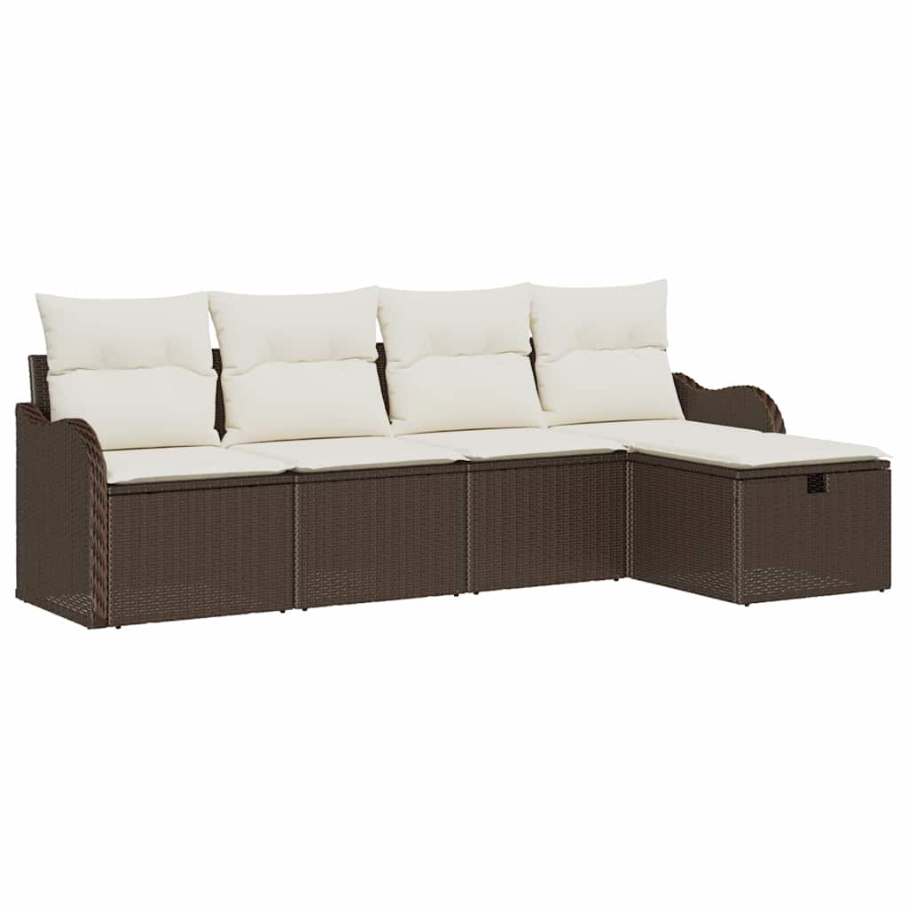 Garten-Sofa-Set 5 pcs Braun und Creme 231 x 117 x 85 cm
