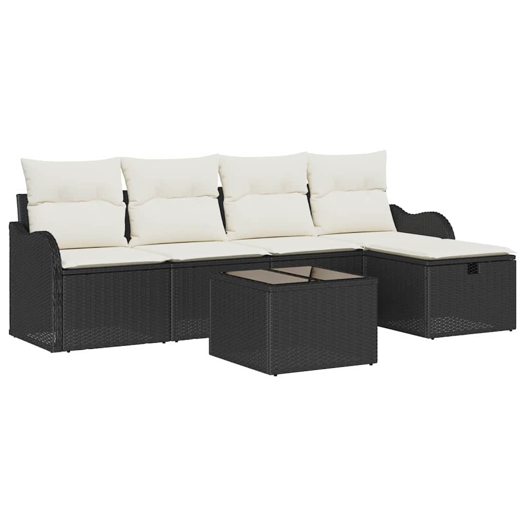 Garten-Sofa-Set 6 pcs Schwarz und Creme 231 x 117 x 85 cm