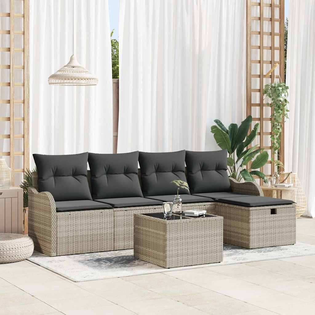 Garten-Sofa-Set 6 pcs Hellgrau 231 x 117 x 85 cm Poly Rattan